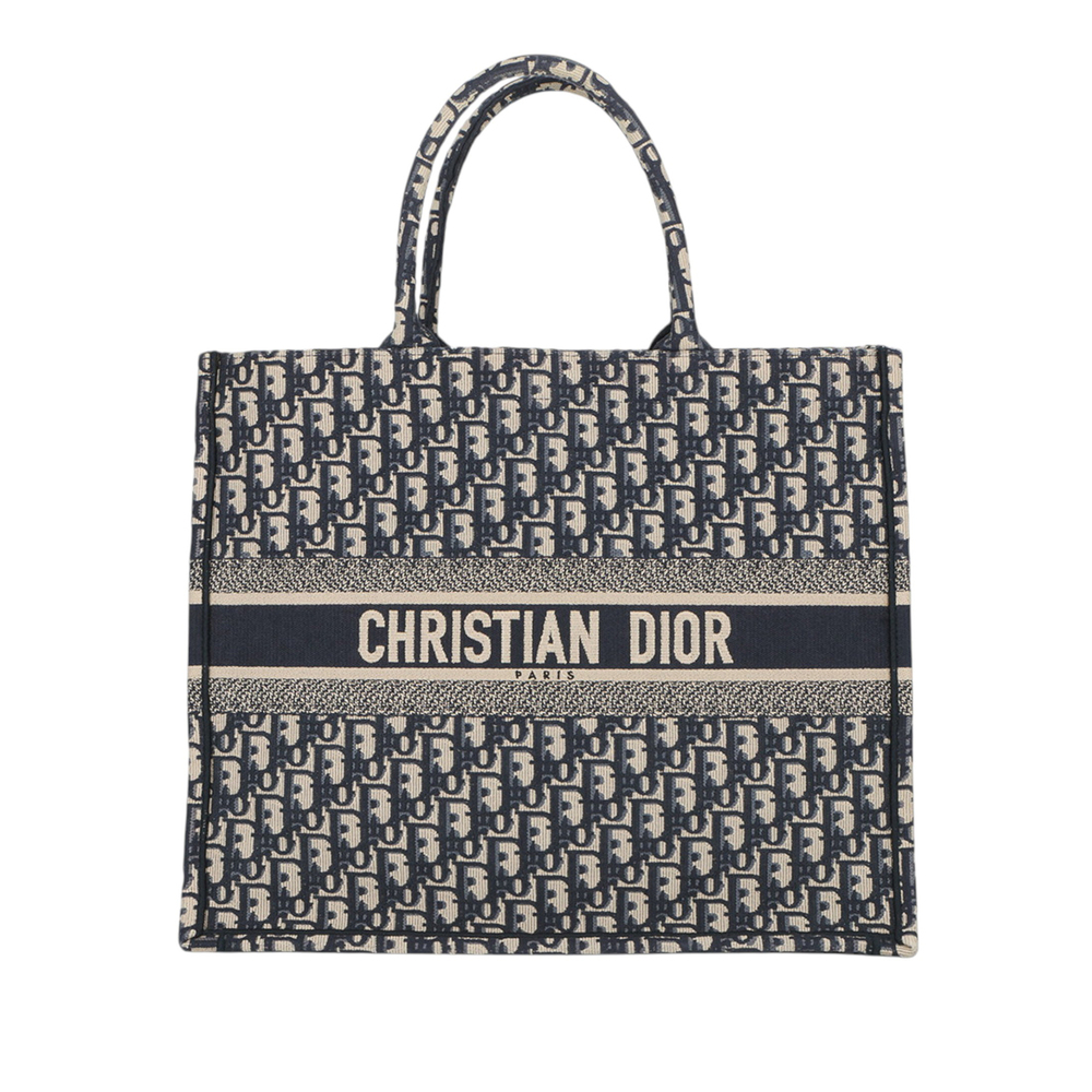 Pre-Loved Dior Large Oblique Embroidered Canvas Book Tote